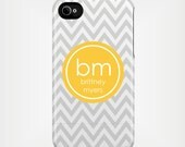 Personalized iPhone 5 Case 4 / 4S or 3G or Samsung - Grey Chevron - Custom Designed Cover - original design by a drop of golden sun