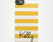 Personalized iPhone 5 Case 4 / 4S or 3G or Samsung - Yellow Beach Stripe - original design by a drop of golden sun