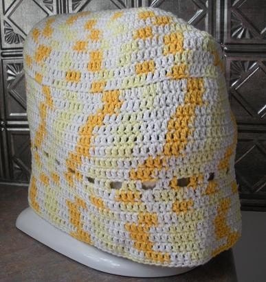 Hand Crocheted Stand Mixer Cover - Yellow - White - Cotton