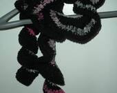 Curly Q Scarf - Black - Pink - Grey
