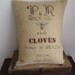 Grainsack - Feed Sack Pillow Cover - Hand Painted Vintage Sack of Cloves