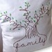 Personalized Family Tree Pillow Cover 16 inch. Fathers Day Embroidery. Family Names. Family. Light Brown or Gray.