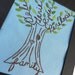 Personalized Family Tree Embroidered Wall Art. Unique Birthday Gift. Blue or White. 9X11.
