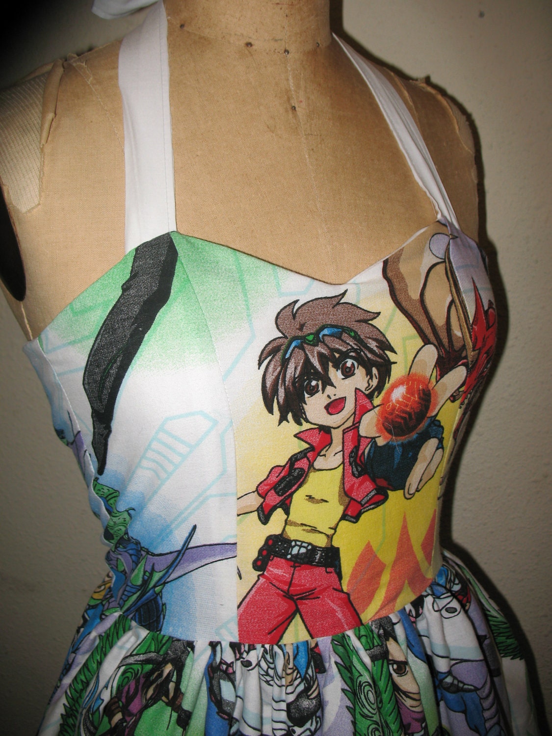 Custom Made to Order Bakugan Character Ruffled SweetHeart Mini Dress