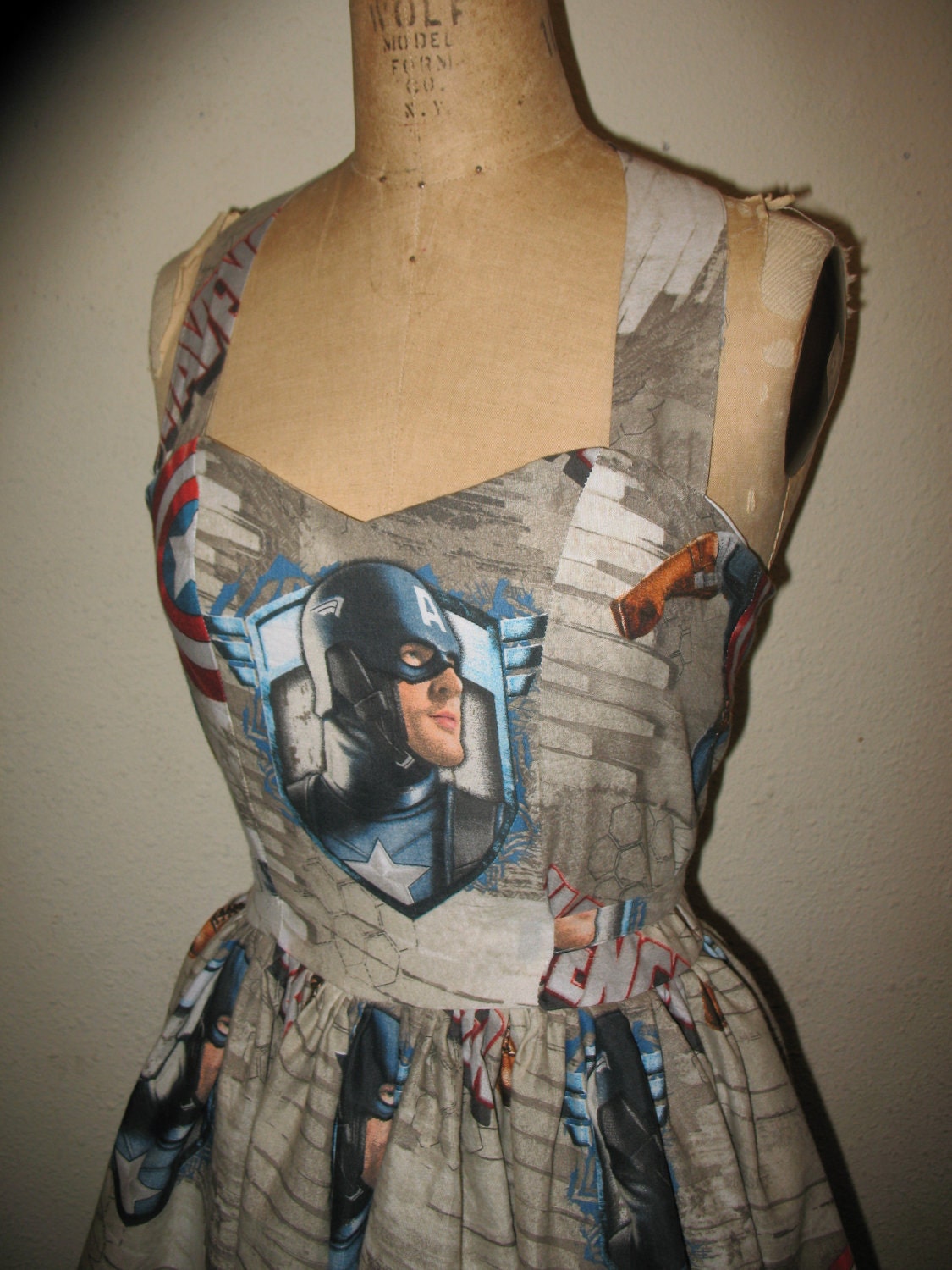 Custom made to order The First Avenger Captain American Sweetheart Ruffled Halter Mini Dress