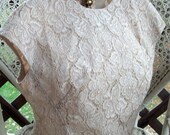 Womens Dress Shirt, Vintage 50's, Cream Lace, Bodice Suit Top, Size Medium Womens Clothing