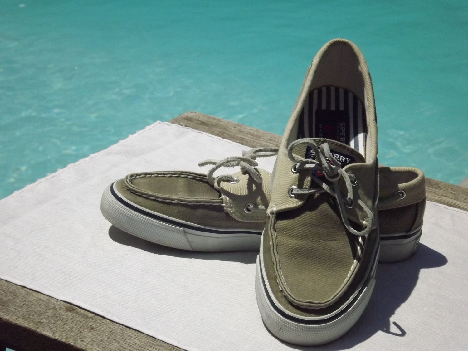 Vintage Nautical Sperry Topsiders Tan Brown Deck Shoes Size 8 Womens