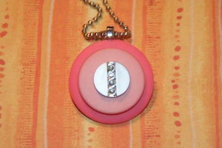 Pink Diamonds Fancy Nancy  Button  Necklace