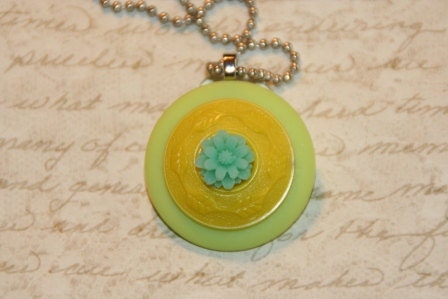Lemon Lime Fancy Nancy Button Necklace