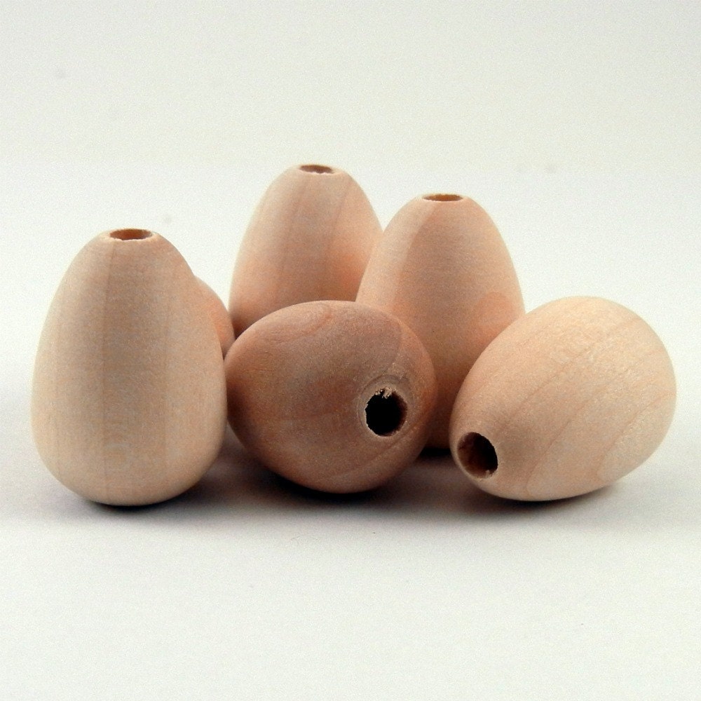 Mini Egg Unfinished Wood Beads - 7/8" 10 pcs