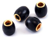 Black Wood Big Hole Beads - oval barrels
