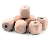 Natural Wood Beads beveled cubes 12 x 12mm 10 pieces