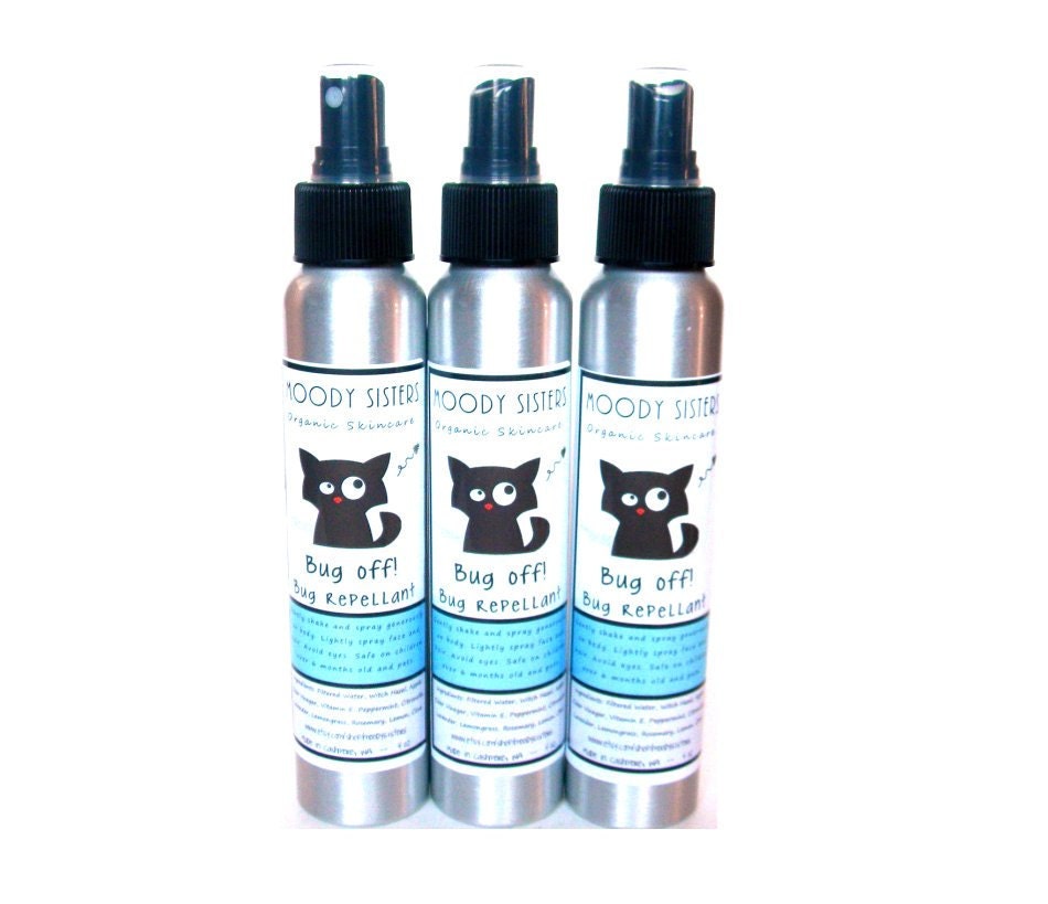 Organic Bug off Bug Repellant-- Vegan Natural Deet free bug and tick spray with Citronella-- Safe on pets