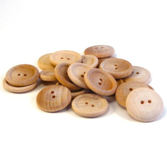 20 Wood Buttons 1 inch