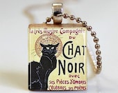 Chat Noir Vintage French Poster Scrabble Tile Pendant with Ball Chain Necklace Included (ITEM S514) - MissingPiecesStudio