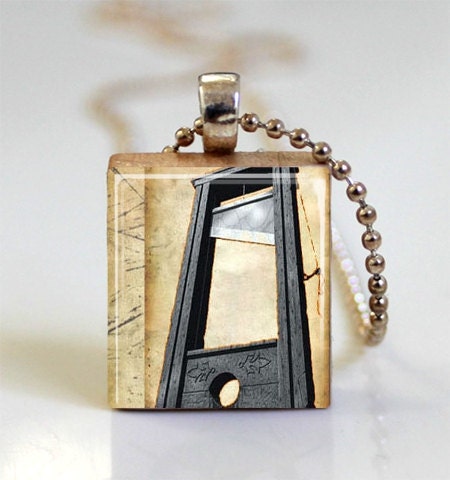 Guillotine Necklace Scrabble Tile Pendant with Ball Chain Included (ITEM S762)