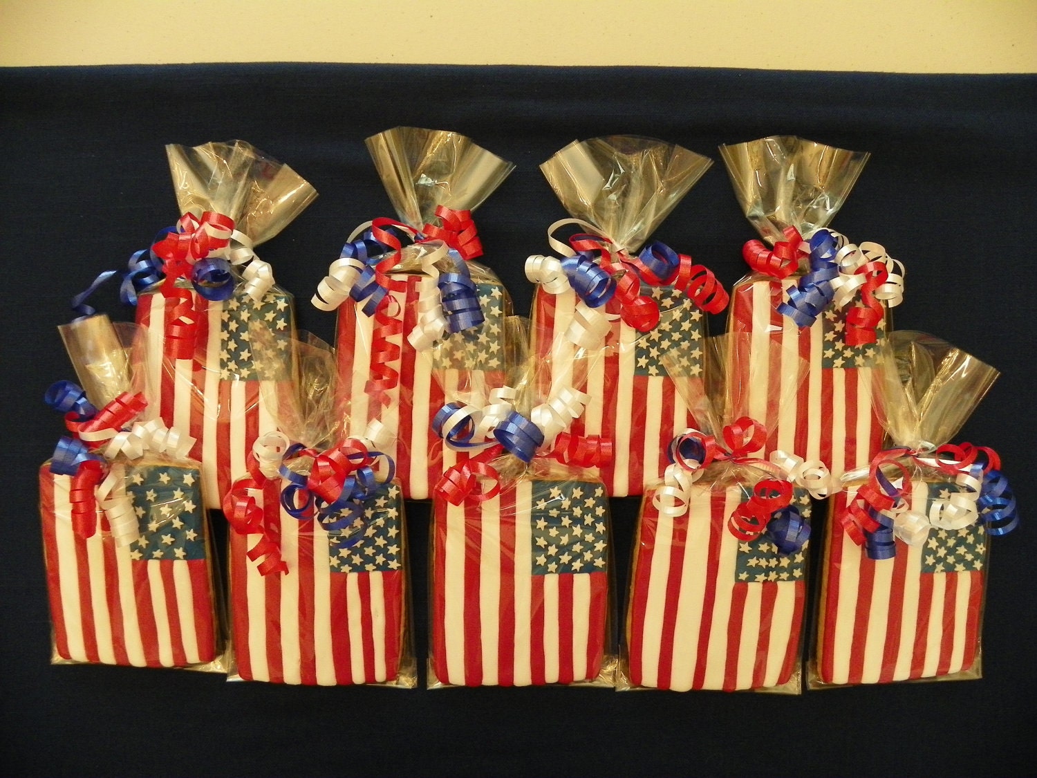 Flags and stars 4th of July cookies
