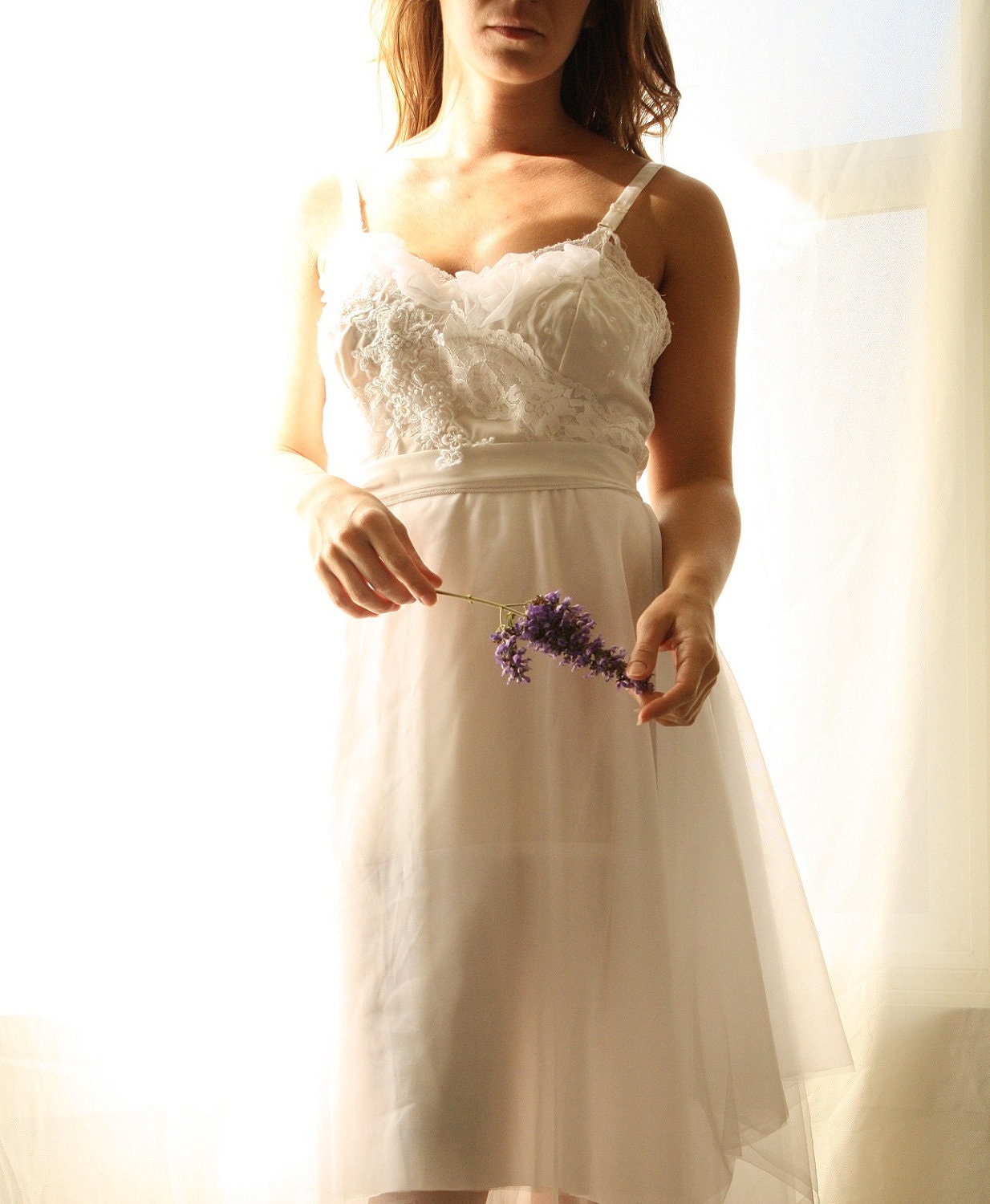 Sample-In Dreams- So Sweet White Bridal Or Bridesmaids Dress Eco Friendly