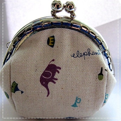 FREE SHIPPING - Handmade Coin Purse Circus Elephant