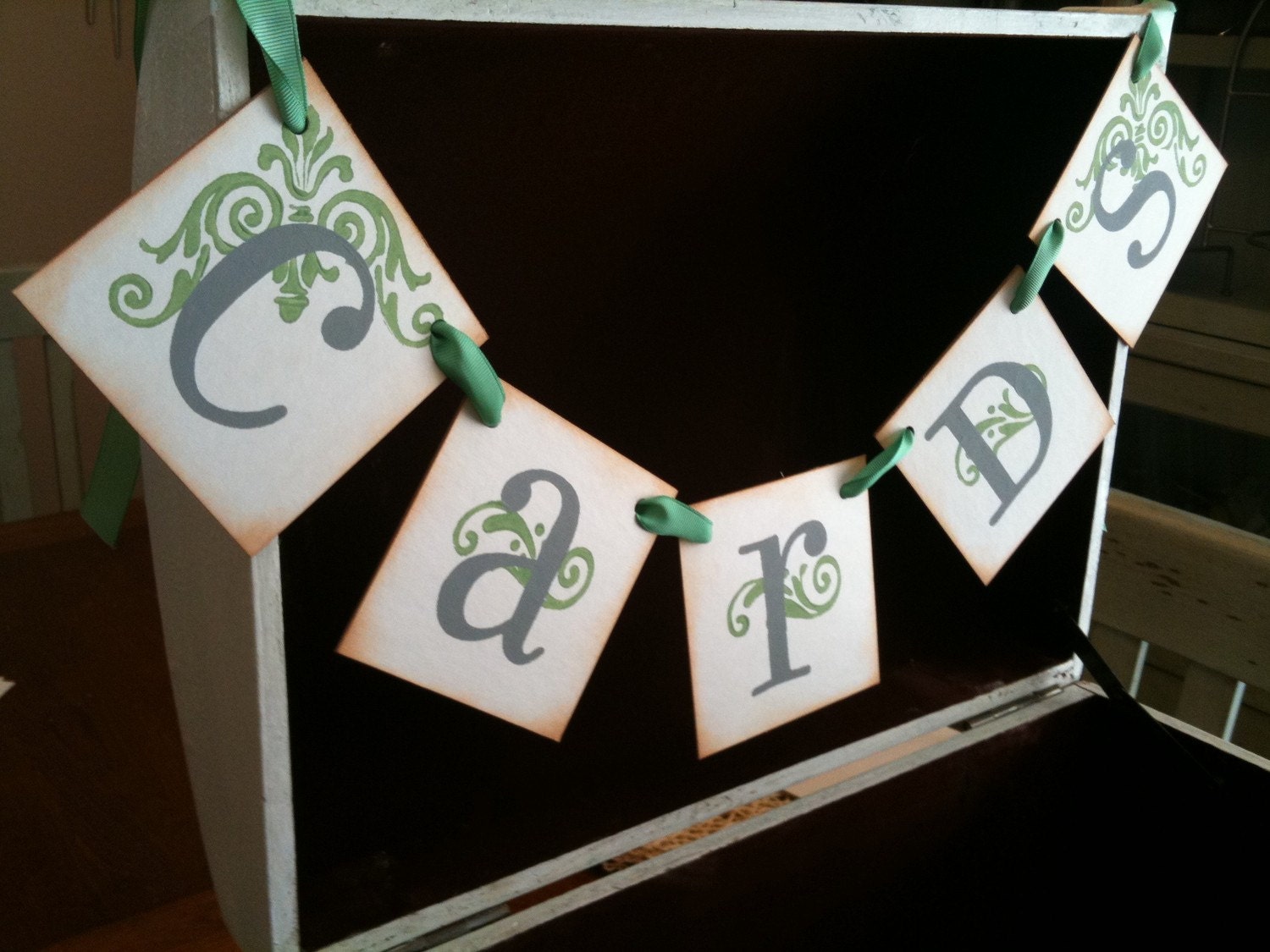 Cards Custom Colors Garland Wedding Banner / Works Great On A Basket, Birdcage, or Vintage Suitcase