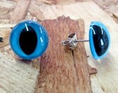 Blue Kitty Eye Earrings
