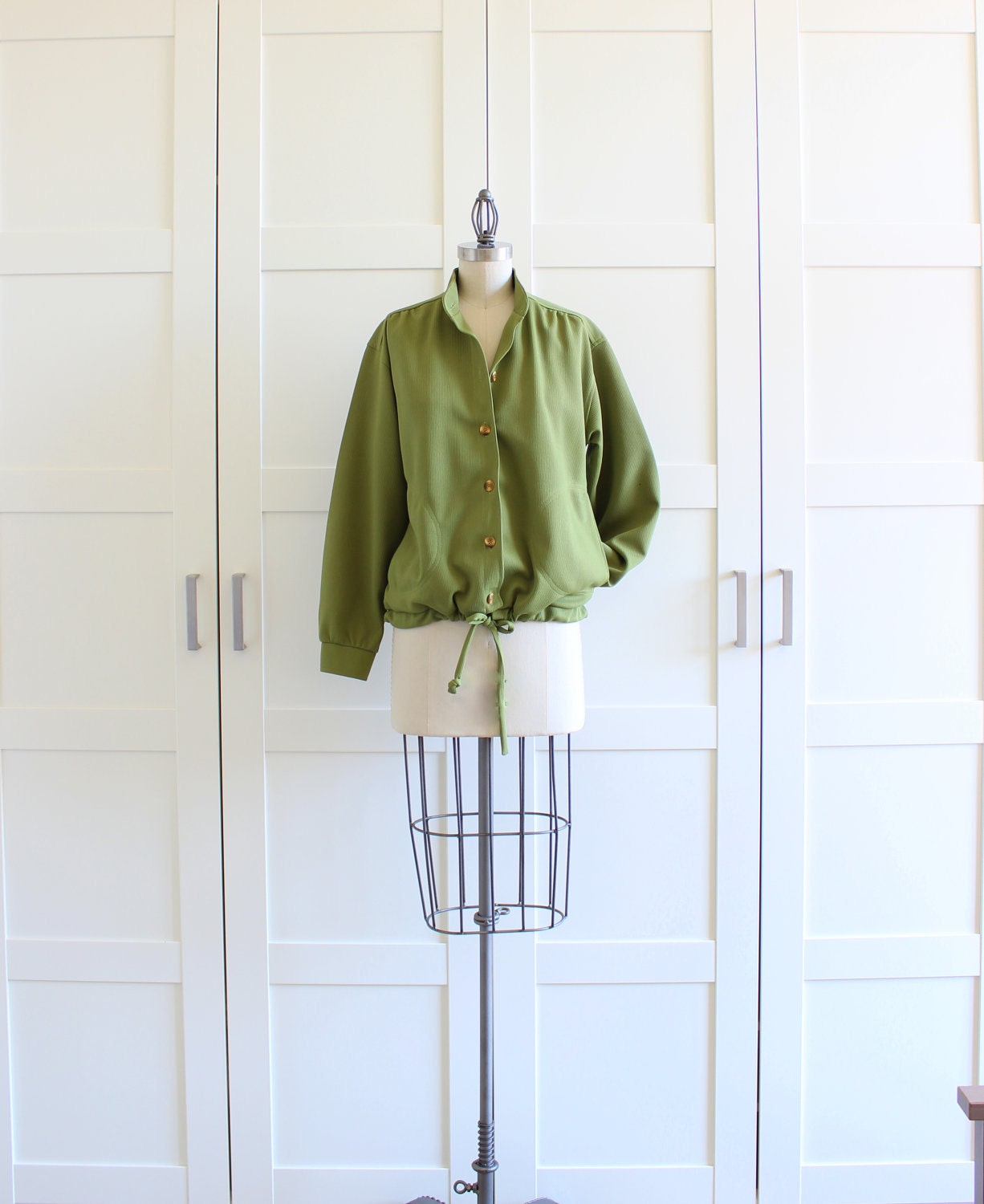 SALE - 60s 70s Jacket, Avocado Pea Green Jacket, Members Only Lightweight Jacket, size One Size