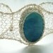 Angel Stone Cuff, Knit Wire Crochet Sterling Silver with Angelite