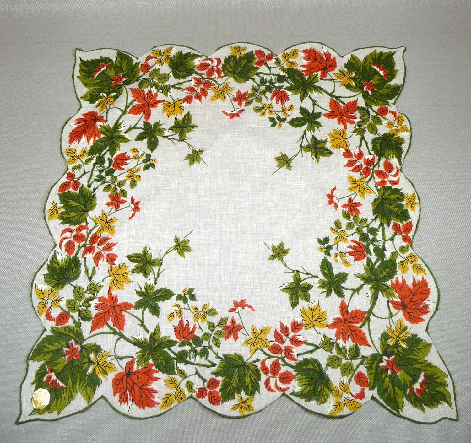 Vintage Teacup & Saucer Leaves with Hankie and Tussie Mussie Corsage Pin Gift Set Squirrel Nuts Half Price Sale