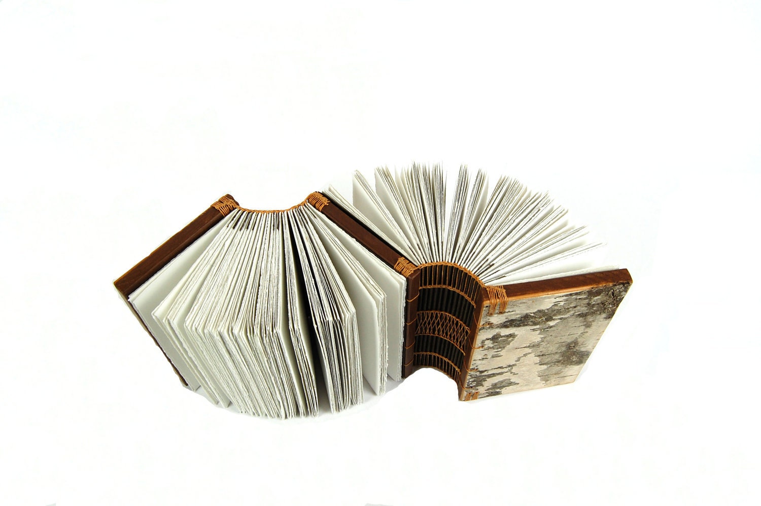 Dos-à-dos - double journal  rustic wood book - birch bark - woodland brown - unique gift - made to order