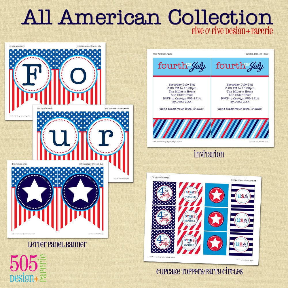 INSTANT DOWNLOAD 4th of July Party Decorations - All American Collection Il_570xn