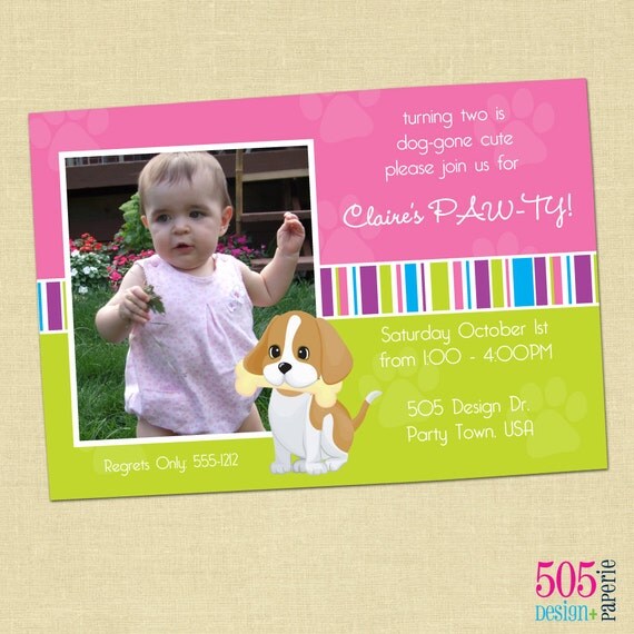 Dog-Gone-Cute Birthday Photo Invitation - Printable Il_570xn