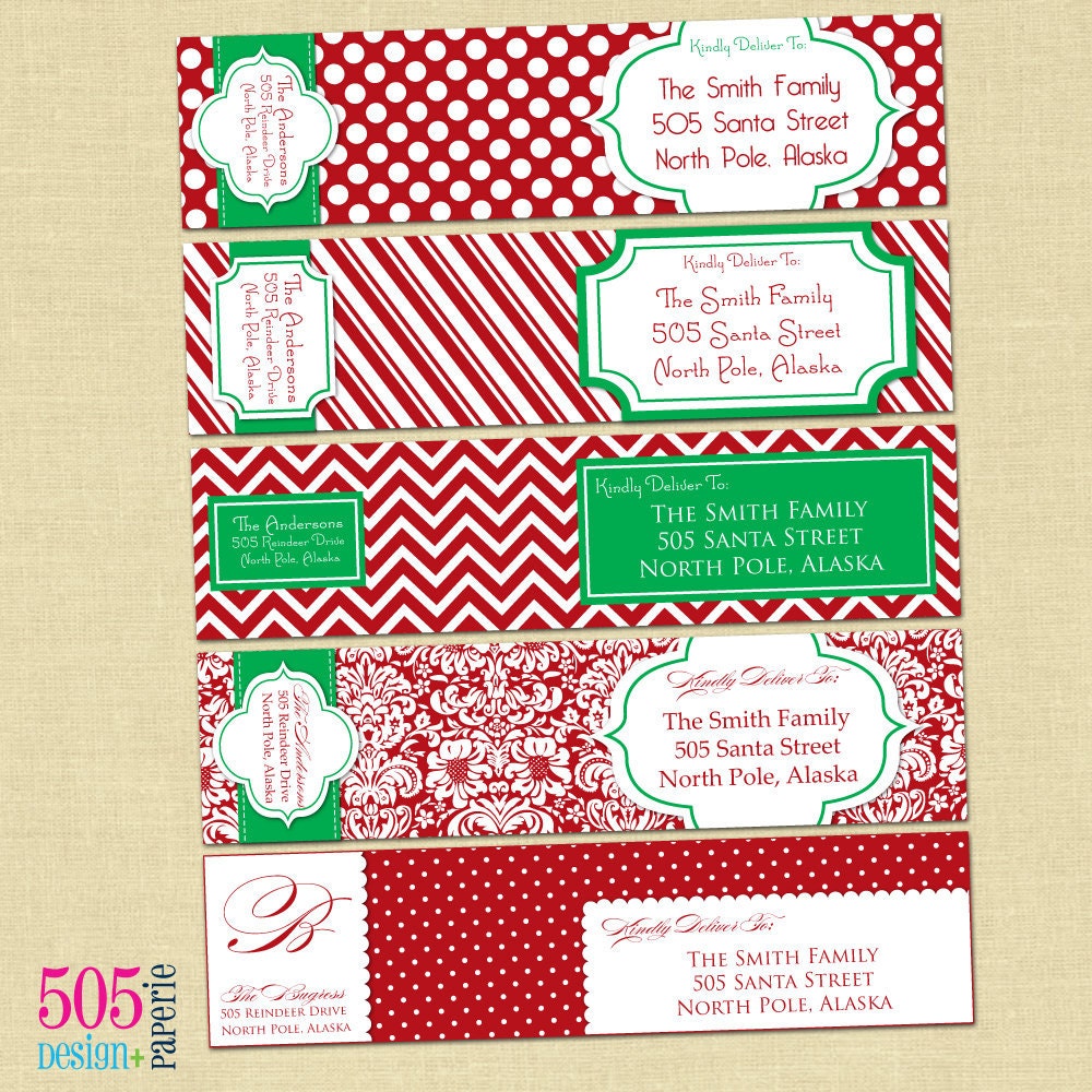 Printable Holiday Wrap Around Labels - You Pick the Style, Colors & Fonts Il_570xn