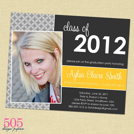 Printable Single Sided Graduation Party Invitation - The Alyssa Design Il_570xn