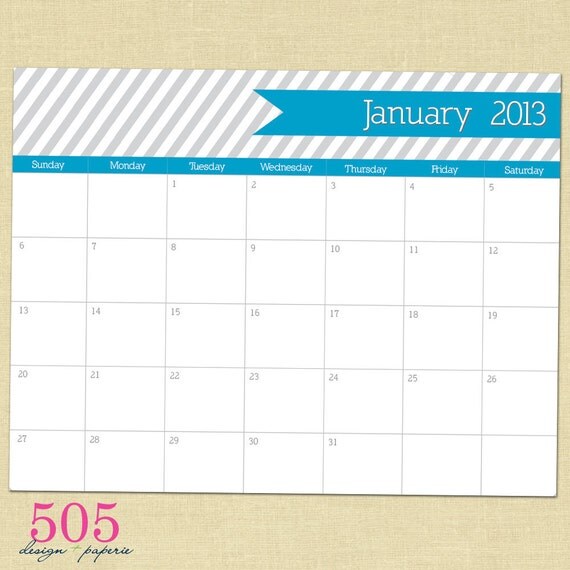 2013 Calendar Stripes Design with Text Fields you can Edit by 505 Design Paperie Il_570xn