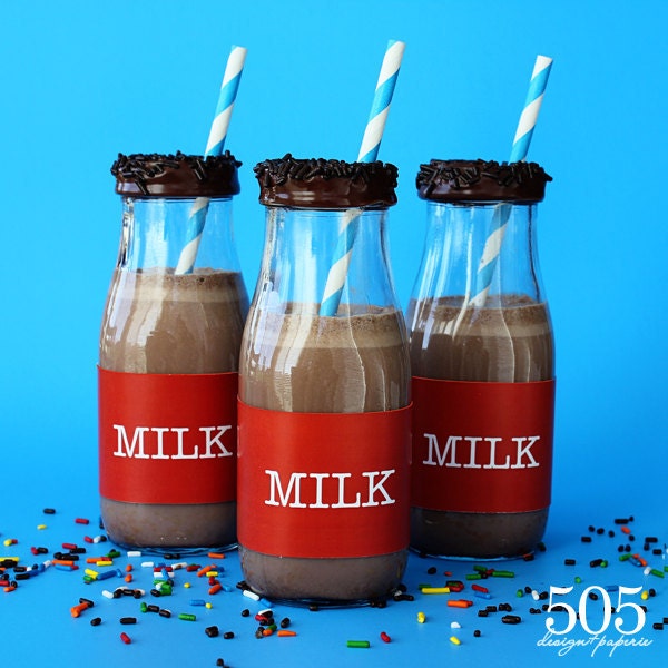 INSTANT DOWNLOAD Printable Milk Bottle Wrappers by 505 Design Paperie