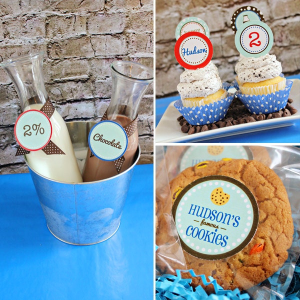 Boys Cookies & Milk Party Decorations Printable Party Package by 505 Design Paperie