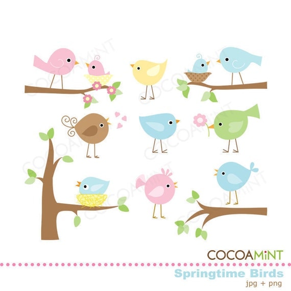 Springtime Birds Clip Art Il_570xn