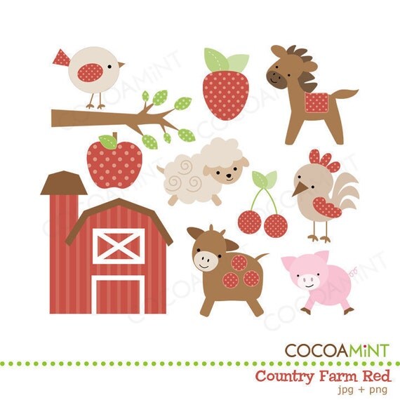 Country Farm Red Clip Art Il_570xn