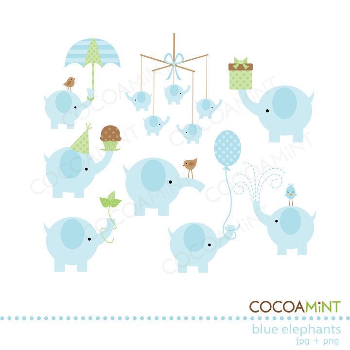 Blue Elephants Clip Art Il_570xn
