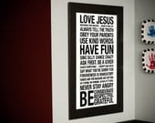 Family Rules Subway Art Print // White and Black // 20x30