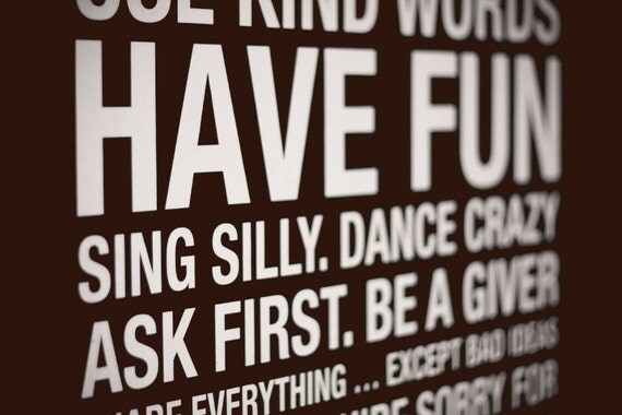 Family Rules Subway Art Print // Brown and White // 20x30