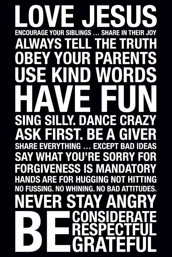 ORIGINAL Family Rules Subway Art Print // Black and White // 20x30