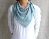 Linen Scarf Shawlette Knit in Glacier Blue