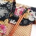Make up bag organizer in black flower, Makeup roll, Cosmetics holder, five pockets Makeup bag