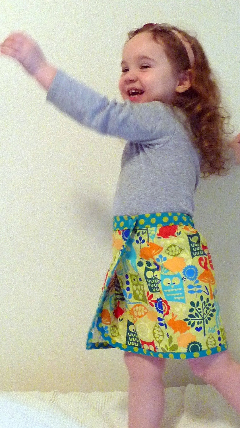 Woodland Animals Print Wraparound Girls Skirt