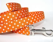Dog Leash - Tangerine Polka Dot Dog Leash