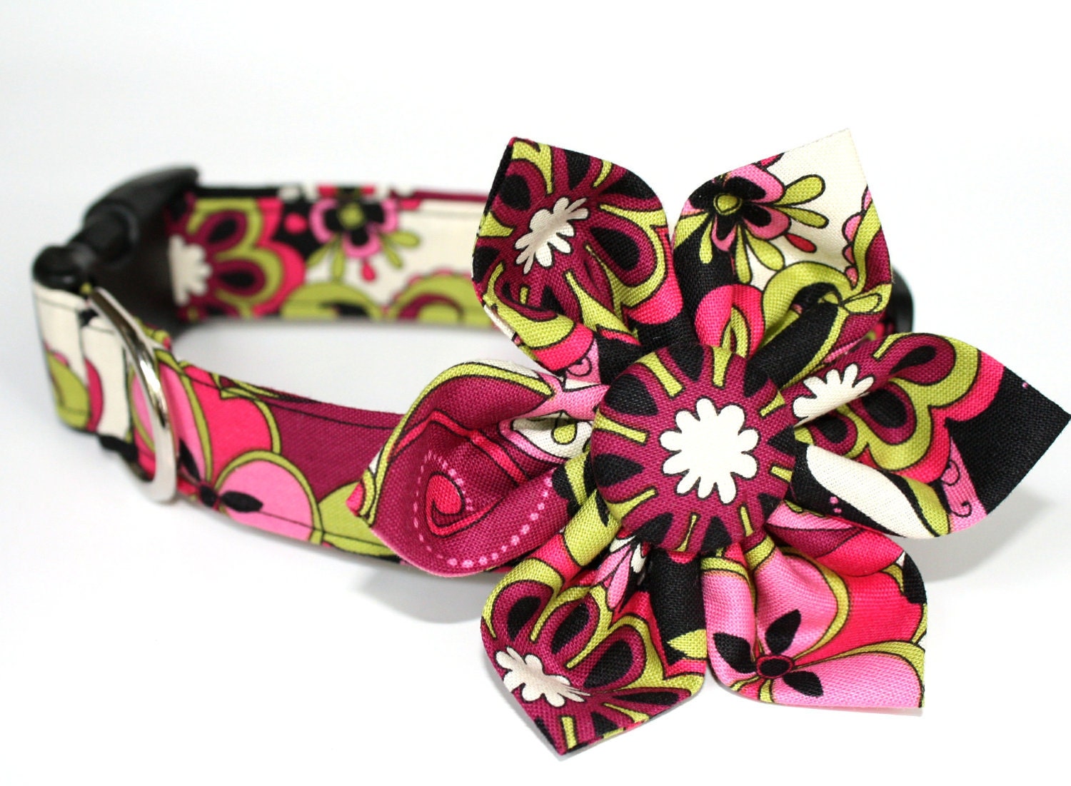 Dog Collar & Flower Set - Plum Dahlia