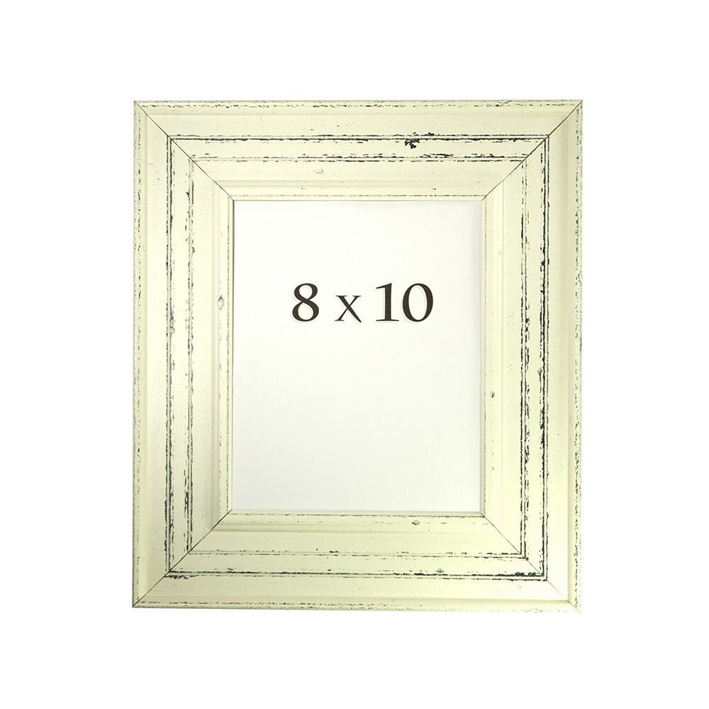 Rustic Distressed White picture frame 8x10 with by SmithWoodcraft