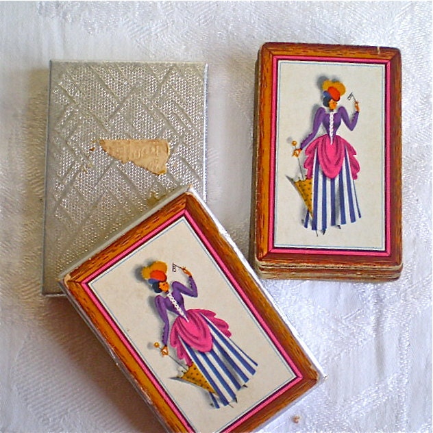 Vintage Cards, Playing Cards,  Fashion, Dress, Pink, Purple, Card Deck, Costume, Retro, Original Box, 1960s, 1970s, ARRCO