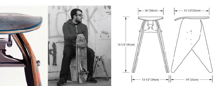 recycled skateboard stool - Custom